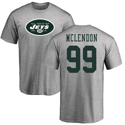 New York Jets Men Ash Steve McLendon Name and Number Logo NFL Football #99 T Shirt->nfl t-shirts->Sports Accessory